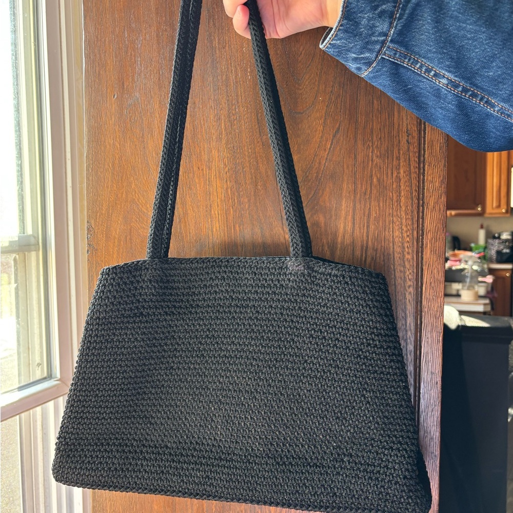 The Sak Y2K Black Crochet Knit Shoulder Bag 2000s Boho Purse - Picture 2 of 11